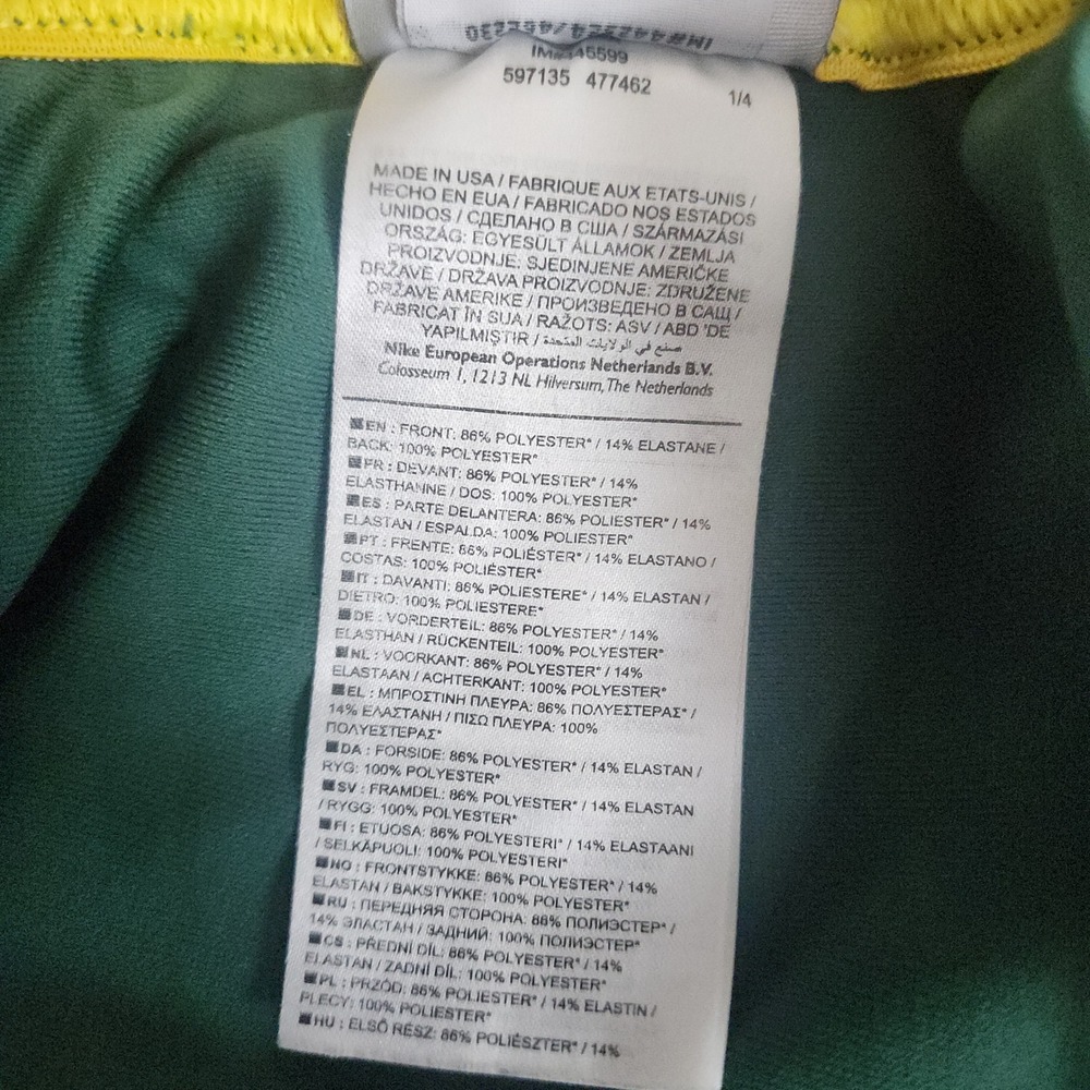 Nike Basketball Shorts Mens 42 Green Yellow Red Perforated Performance 597135 - Picture 6 of 7
